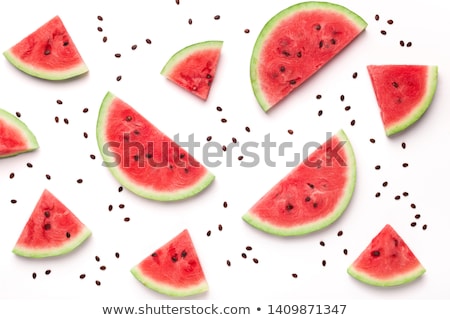 Foto stock: Watermelon Fresh Slices Seamless Background Red Sweet Juice Pattern Vector Illustration