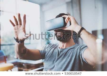 Zdjęcia stock: Casual Adult Man With Virtual Reality Vr Headset