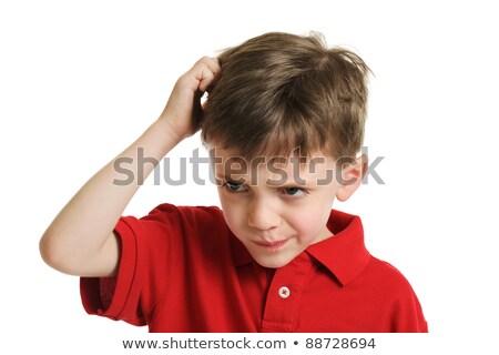 Stok fotoğraf: Confused Caucasian Boy Scratching Head