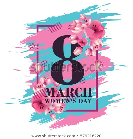 Stock fotó: Happy Womens Day Illustration With Tulip Bouquet And 8 March Typography Letter On Pink Background