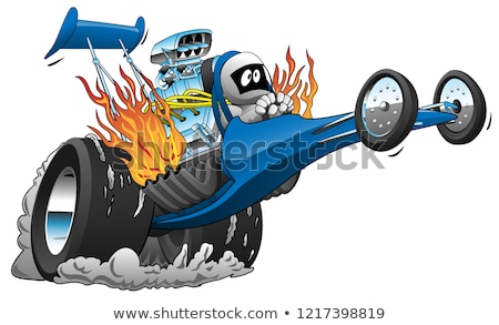 Zdjęcia stock: Hot Rod Race Car Dragster Engine Cartoon Vector Illustration