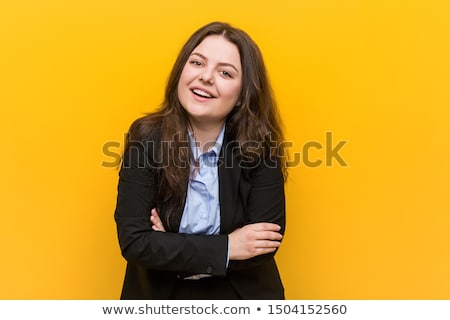 Foto stock: Portrait Of A Delighted Overweight Young Woman