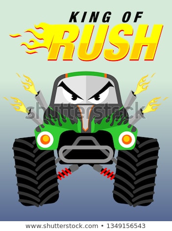 ストックフォト: Vector Cartoon Monster Truck Isolated On White Background