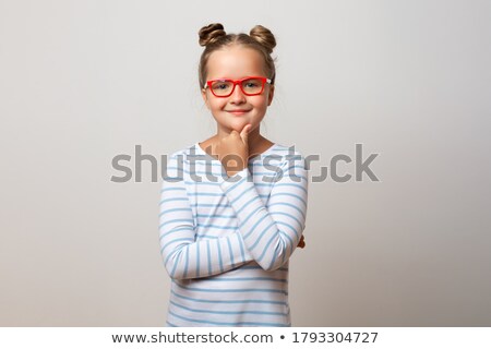 Zdjęcia stock: Closeup Portrait Of Smiling Blonde Girl In Eyeglasses Holding Notebooks