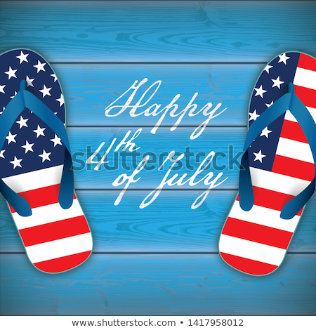 ストックフォト: Flip Flops Usa Flag Happy 4th July Wood