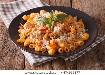 Сток-фото: Tomato Macaroni Red And Green Basil