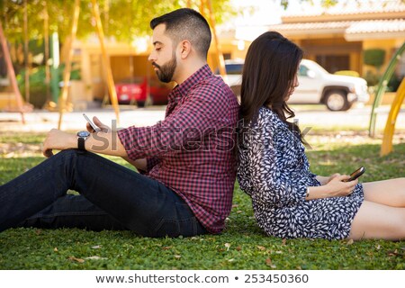 Stock fotó: View From Back Of Bearded Man On Date With Woman