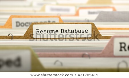 Foto stock: Resume Database Concept Folders In Catalog