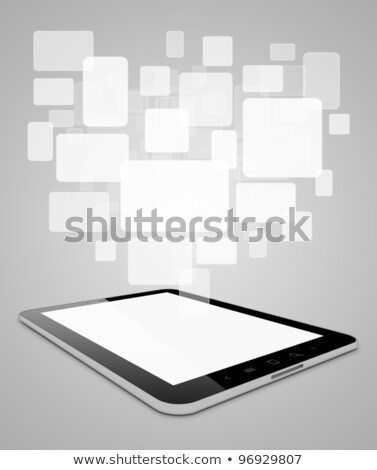 Stock fotó: Tablet Smartphone And Blank Business Card 3d Rendering