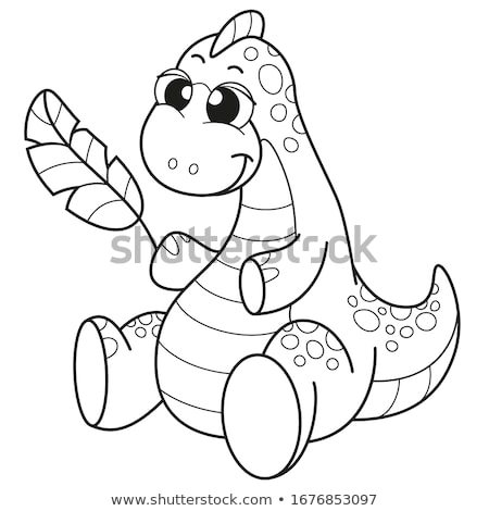 Stock fotó: Vector Illustration Of Cartoon Dinosaur - Coloring Book And Puzzle For Kid