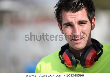 Zdjęcia stock: Construction Worker With Ear Defenders