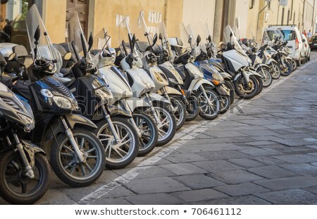 Stock photo: Row Of Motorbikes And Scooters Parked In Rome