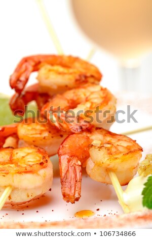 Fried King Prawns Served In Plate ストックフォト © Discovod