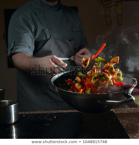 Сток-фото: Chinese Cuisine Wok Cooking Vegetables