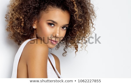 Stock fotó: Closeup Portrait Of A Woman With Curly Haisrtyle