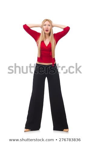 Stok fotoğraf: Young Woman In Flared Pants Isolated On White