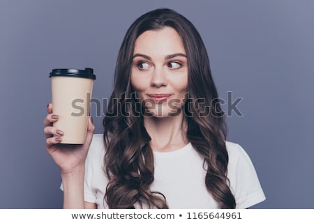 ストックフォト: Beautiful Young Woman Holding Paper Cup Of Coffee