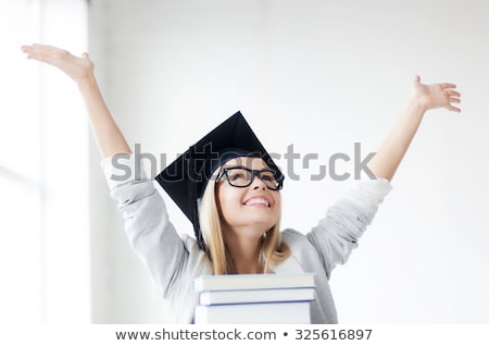 Сток-фото: Happy Students Or Bachelors In Mortar Boards