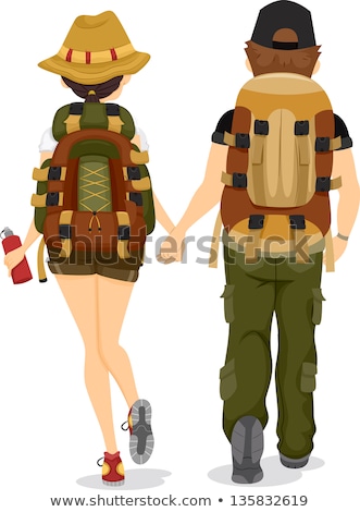 Foto stock: Clipart Of A Woman Backpacker