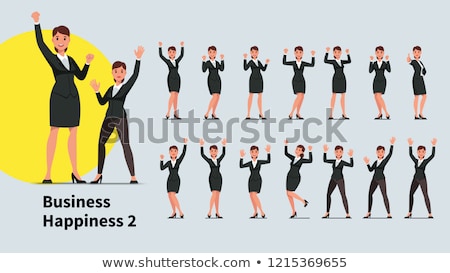 Stock foto: Cheerful Businesswoman Posing With Raised Arm