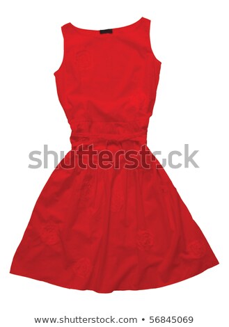 Stok fotoğraf: Female Model Wearing Red Dress Isolated On White