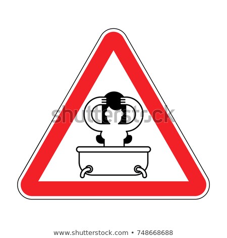 Attention Girl In Bath Red Prohibitory Sign Of Danger Vector I Сток-фото © MaryValery