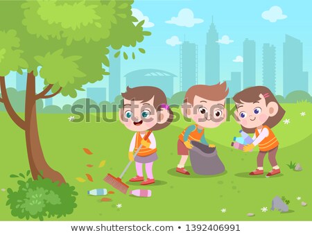 Zdjęcia stock: Kids Cleaning Up The Trash