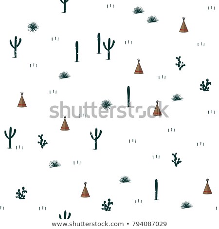 Сток-фото: Tent And Cactus Pattern