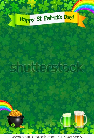 Сток-фото: Leprechaun With A Pot Of Gold And Clover For Print Design