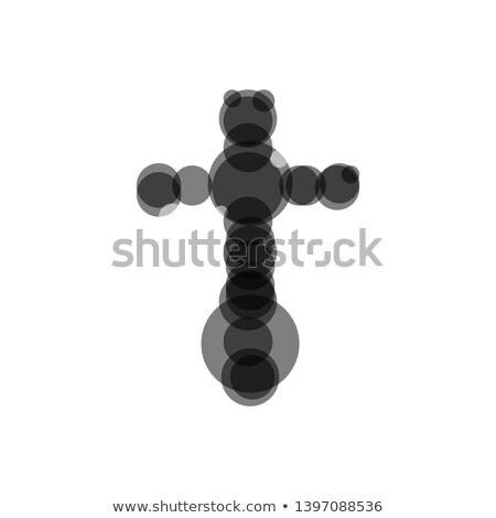 Foto stock: Christian Cross Made Out Of Different Size Circles Or Bubbles Black Christian Cross Sign Isolated O