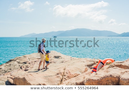 Stock photo: Father And Son Travelers At The Hon Chong Cape Garden Stone Popular Tourist Destinations At Nha Tr