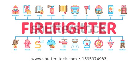 Foto stock: Firefighter Equipment Minimal Infographic Banner Vector