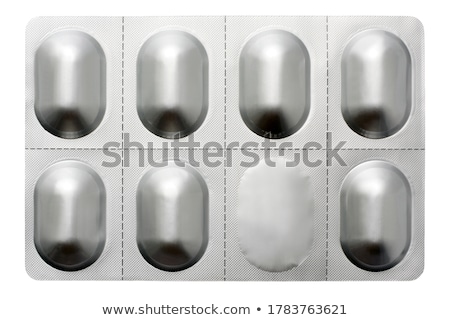 Stok fotoğraf: Pills Capsule In Plastic Strip On White Background Antibiotics Vitamins Painkiller Top View