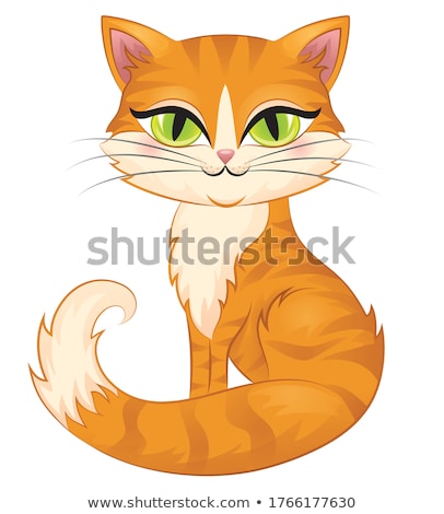 Stock foto: Cute Redhead Cat With Green Eyes Isolated On White