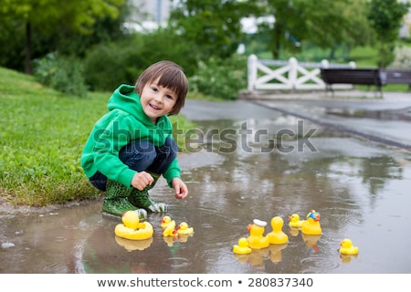 Сток-фото: Boy Play In Rain