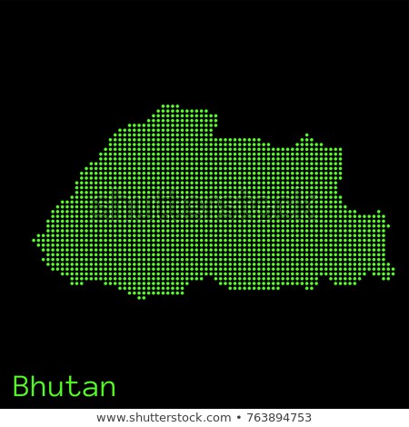 Stockfoto: Old Green Map Of Bhutan