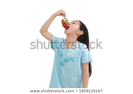 Stock fotó: Portrait Of The Girl With Grapes Cluster Isolated