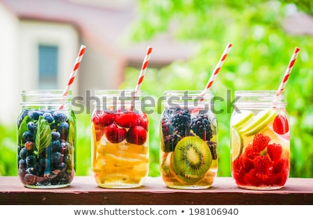 Stock photo: Fresh Cold Drink Water Ice Cubes Peppermint Lime Raspberry