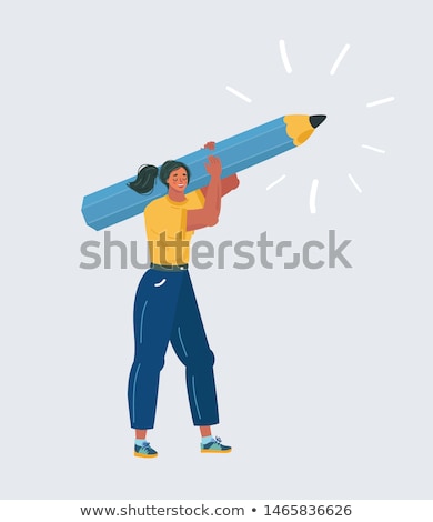 [[stock_photo]]: Businesswoman Writing With Big Pencil