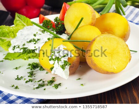 Stock photo: Boiled Potatoes And Curd Cheese