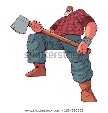 ストックフォト: Lumberjack Strong Isolated Woodcutter And Axe Big Lumberman F