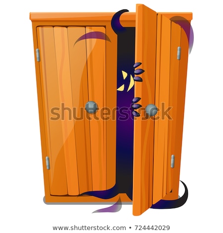 Stockfoto: A Ghost Peeks Out Of The Closet Isolated On White Background Sketch For A Poster Or Card For The Ho