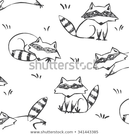 Stock fotó: Sketch Cute Animal Raccoon In A Doodle Style Vector