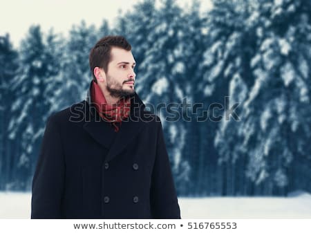 Stok fotoğraf: Gorgeous Young Man Looking Outdoors In Winter Season