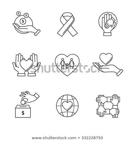 Stock foto: Volunteers Support Aid Sign Vector Thin Line Icon