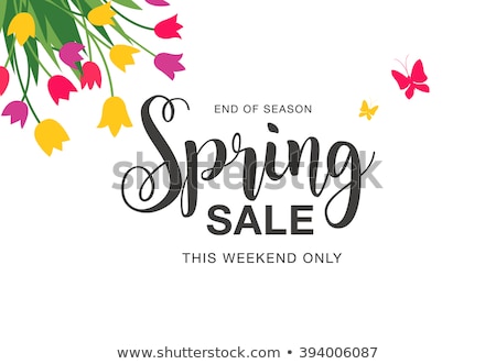 Stock photo: Big Spring Sale Green Flower Label