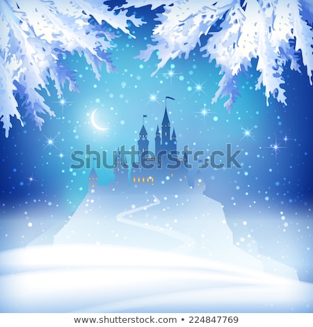 Castle And Fir Tree On Snow Mountain Foto stock © kostins