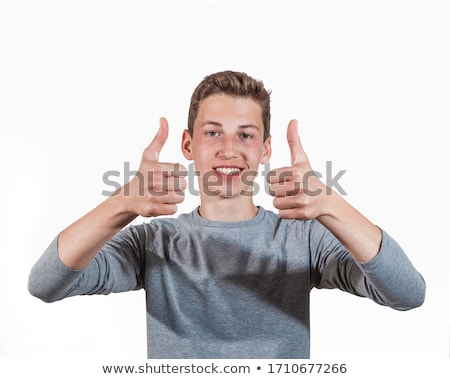 Stockfoto: Portrait Of Attractive Laughing Smiling Boy In Puberty