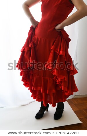 Foto stock: Hands Detail Of Flamenco Dancer In Beautiful Dress On Black Back