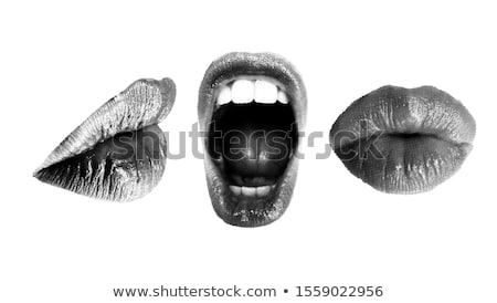 Stok fotoğraf: Woman Lips Emotions - Open Closed And Kissing Lips